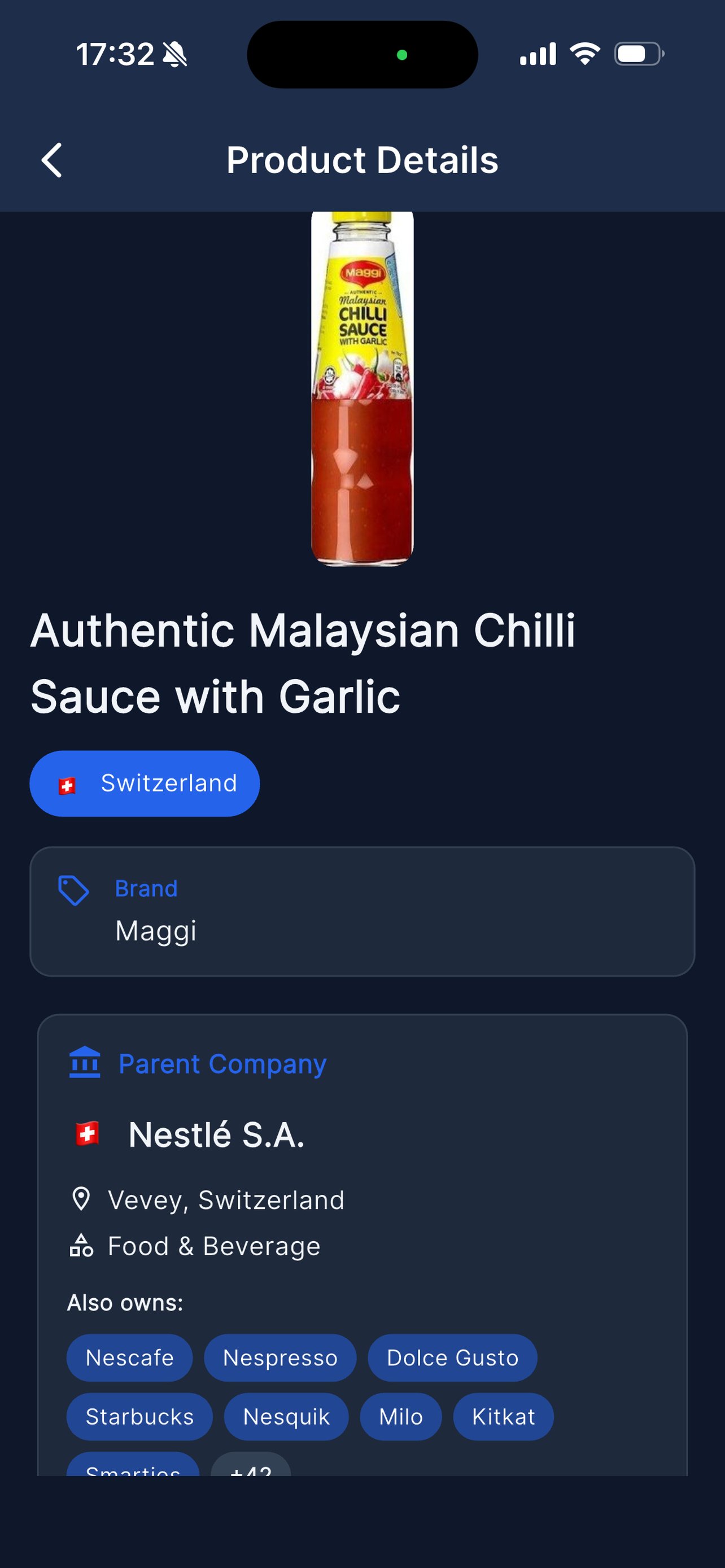 Maggi chilli sauce owned by Nestlé